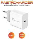 Carica Batteria Rapido 1P Usb-C 20W Bianco Techmade