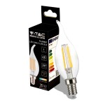 V-TAC Lampadina LED E14 4W Candela a Fiamma Filame...