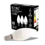 V-TAC Lampadina LED E14 4,5W Candela 6500K (Box 3 ...