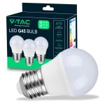 V-TAC Lampadina LED E27 4,5W G45 6500K (Box 3 pezzi)