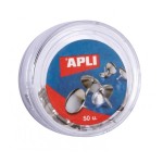 Apli Box da 50 puntine nichelate - Testa arrotonda...
