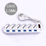 V-TAC Multipresa con Cavo 1,5m 6 Prese 10/16A 2P+T...