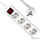 V-TAC Multipresa con Cavo 5m 4 Prese 10A 2P + Schu...