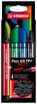 STABILO Pen 68 MAX marcatore Nero, Blu, Rosso 4 pz