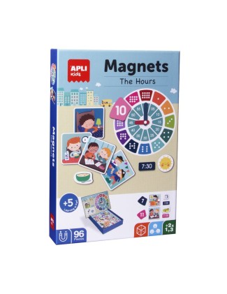 Apli Gioco Magnetico Impara le Ore - 1 Scenario Magnetizzato 28 x 18 cm - 96 Carte con le Parti dell Orologio