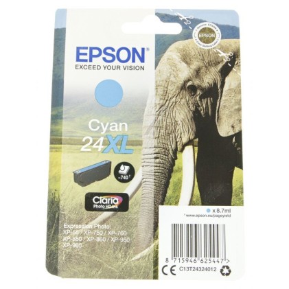 ORIGINALE Epson Cartuccia inchiostro ciano C13T24324012 24 XL 740 pagine 8,7ml XL