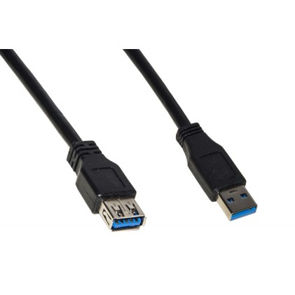 Cavo Usb 3.0 A-A 0,5Mt M/F Prolunga Bk In Rame