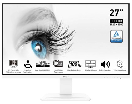 Mon 27Ips Hdmi Dp Vga Wh Mm Fhd Msi Pro Mp273A White 16:9