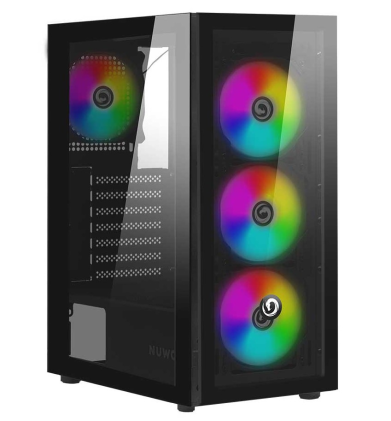 Case Mid-Tower No Psu Rodan R601 2Usb3 0,5Mm Spcc Black 4*Fan Argb