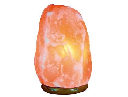 Lampada al sale dell Himalaya Jocca - Luce arancione rilassante - Base in legno - Include interruttore e lampadina