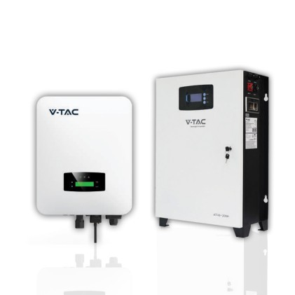 V-TAC KIT Fotovoltaico 6kW con Batteria di Accumulo LiFePO4 10 kWh (SKU 11447) e Inverter Monofase Ibrido con Accessori inclusi (SKU 11514) - Senza Pannelli Fotovoltaici
