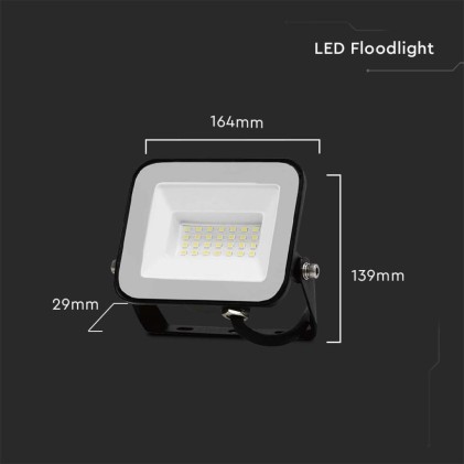 V-TAC PRO Faro LED SMD Chip Samsung 30W Colore Nero 6500K IP65