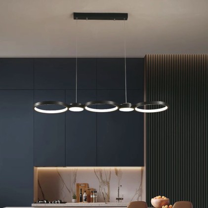 V-TAC Lampadario LED a Sospensione con 3 Cerchi 38W in Metallo Colore Nero 97.4*26*110cm 4000K