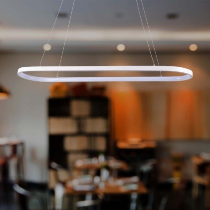 V-TAC Lampadario LED a Sospensione 24W in Metallo Colore Bianco 80*20*100cm 4000K