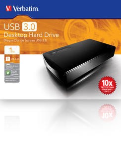 Hard Disk esterno Verbatim 3,5 1000GB 1TB USB 2.0 e 3.0