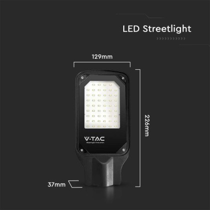 V-TAC Armatura Stradale LED SMD 30W Colore Nero 6500K IP65