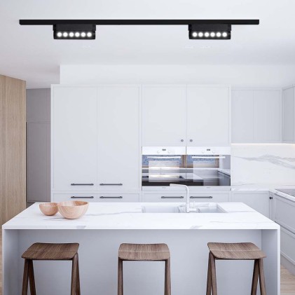 V-TAC Faretto LED Lineare da Binario Magnetico Regolabile 12W Colore Nero 3000K IP20