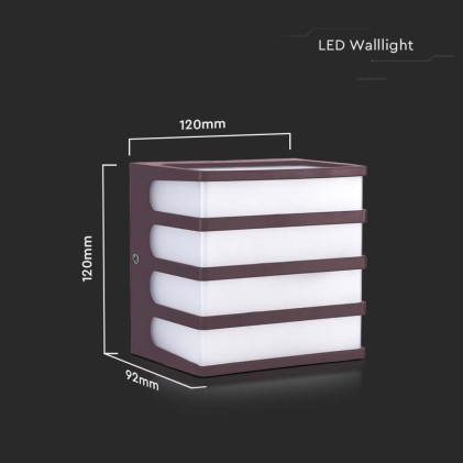 V-TAC Lampada LED da Muro a Lanterna 8W Moderna Colore Marrone 4000K IP65