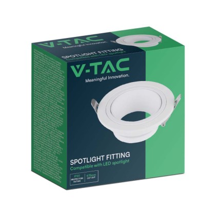 V-TAC Portafaretto LED da Incasso Rotondo GU10 in Policarbonato e Ferro Colore Bianco