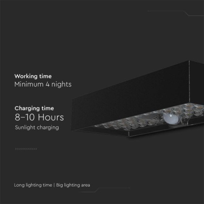 V-TAC Lampada LED da Muro 6W Con Pannello Solare e Sensore PIR Colore Nero 4000K IP65