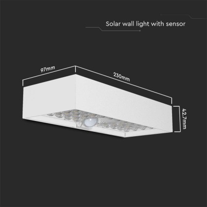V-TAC Lampada LED da Muro 6W Con Pannello Solare e Sensore PIR Colore Bianco 4000K IP65