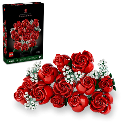 LEGO Botanicals Bouquet di Rose - Idea Regalo Festa della Mamma - Fiori Finti per Donna con 12 Rose da Costruire - Hobby Creativi per Adulti - Decorazione per Casa Fai da Te da Collezione - 10328