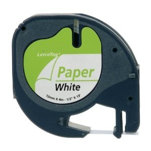 Compatibile BK-White 12mmX4m for DYMO-Letratag 2000,LT100H,QX50#S0721520