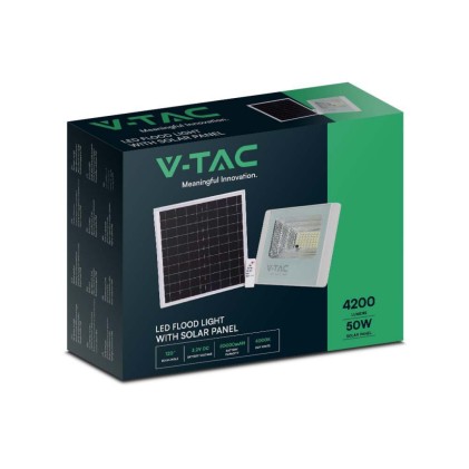 V-TAC Faro LED con Telecomando e Pannello Solare 50W Colore Bianco 4000K IP65