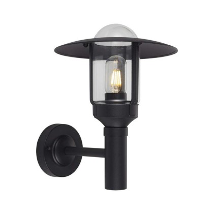 V-TAC Lampione LED da Giardino con Portalampada a Lanterna E27 Colore Nero Opaco h: 97.5cm Montaggio a Muro IP44