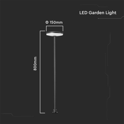 V-TAC Lampada LED da Giardino 12W con Picchetto a con Doppio Fissaggio a Terra Colore Antracite d:15*h:80cm 4000K IP65