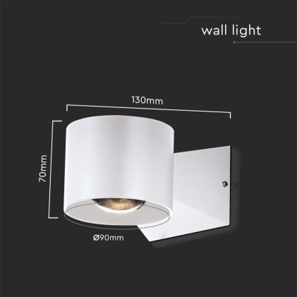 V-TAC 5W LED WALL LIGHT 3000K WHITE BODY IP65