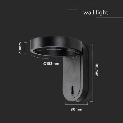 V-TAC 5W LED Wall Light 3000K+4000K Black Body IP65