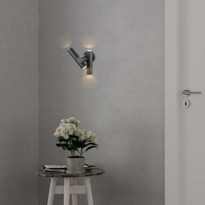 V-TAC 2x2.6W 2 Way Spot Wall Light 3000K Black Body IP44