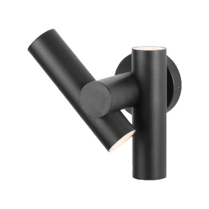 V-TAC 2x2.6W 2 Way Spot Wall Light 3000K Black Body IP44