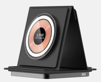 Folding 3In1 15W Comp.Magsafe Vetro Duduu Similpelle  Nero