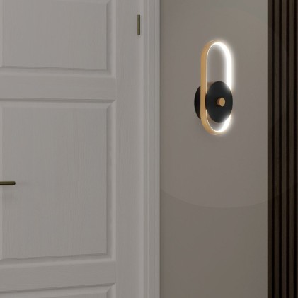 V-TAC Lampada LED da Muro 15W 33*15*4.4mm in Metallo Colore Nero + Ottone Antico 3000K IP54