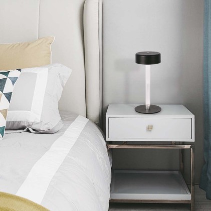 V-TAC Lampada LED da Tavolo 3W Colore Nero e Bianco Trasparente Ricaricabile con USB C Touch Dimmerabile 3in1