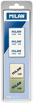 Milan Confezione da 5 Gomme + 3 Gomme Rettangolari Crema 648 + 2 Gomme Quadrate 430 - Colori Assortiti