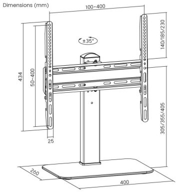 Staffa Tv/Monitor  Tavolo Appoggio Vesa 400X400 Da 32 A 55 1 Mon