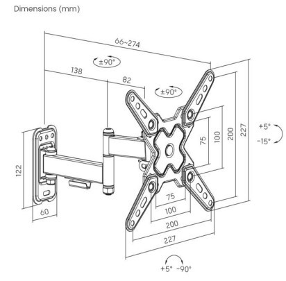 Staffa Tv/Monitor  2 Snodi Vesa 200X200 Da 13 A 43 1 Mon