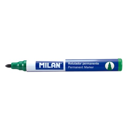 Pennarelli Indelebili Milan con Punta Tonda - Punta 4 mm - Inchiostro a Base di Alcool - Colore Verde