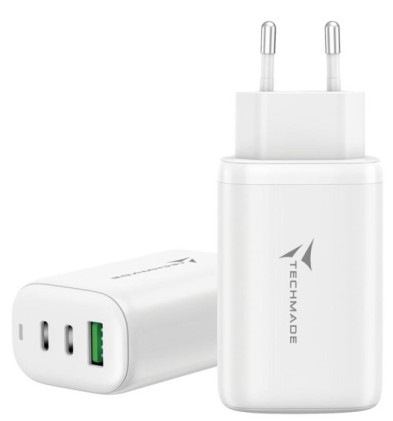 Carica Batteria Rapido Gan 3P (2Usb -C+1 Usb-A) 65Watt Bianco