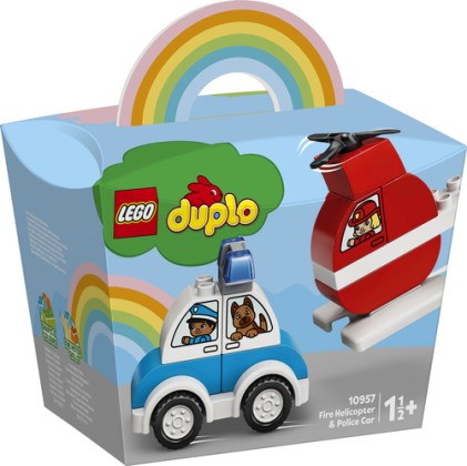 Lego Duplo - Elicottero Antincendio E Auto Della Polizia