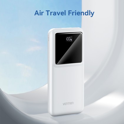 Vention FHKB0 PowerBank 10000 mAh Bianco, Display, micro usb, usb-c, usb-a, 22.5W