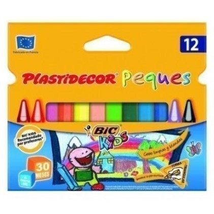 Bic Kids Plastidecor Peques Scatola da 12 Pastelli a Cera Triangolari - Ideali per i pi&ugrave; piccoli - Texture Morbida - Non macchia