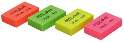 Gomma fluorescente rettangolare Milan Nata 936 - Plastica - Colori assortiti