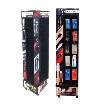 V-TAC Espositore Girevole in Metallo con 60 Ganci Metallici/Plastica (Specifico per Accessori Digitali)