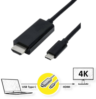 Cavo Usb 3.1 C-Hdmi 2Mt M/M Bk 3840X2160 @30Hz