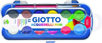 Giotto Confezione da 12 Mini Acquerelli 23mm. - Colori Luminosi - Evita la dispersione dell acqua