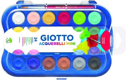 Giotto Confezione da 24 Mini Acquerelli 23mm. - Colori Luminosi - Evita la dispersione dell acqua